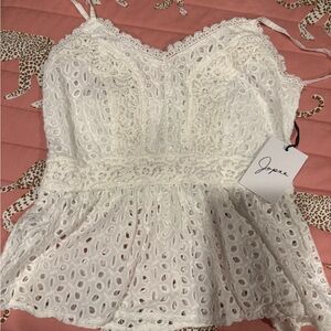 Women's White eyelet Lace tank new- see description